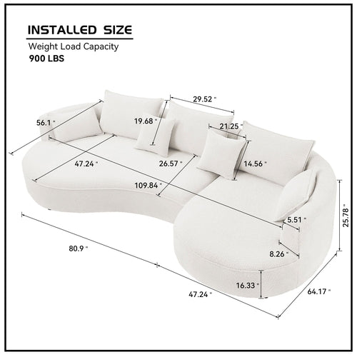Curved Sofa with Ingenious Shape White