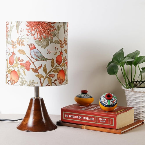 Birds Print Wooden Base Table Lamp - Pack of 1